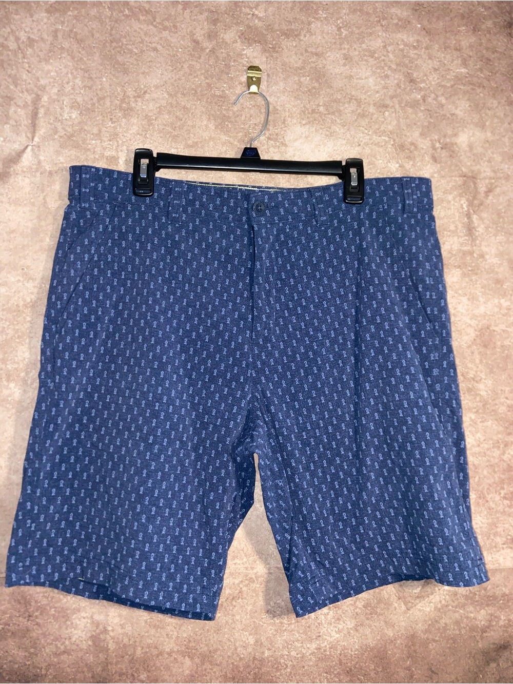 Eddie Bauer Shorts Mens size 36 Blue Fish bones Outdoor shorts~EUC